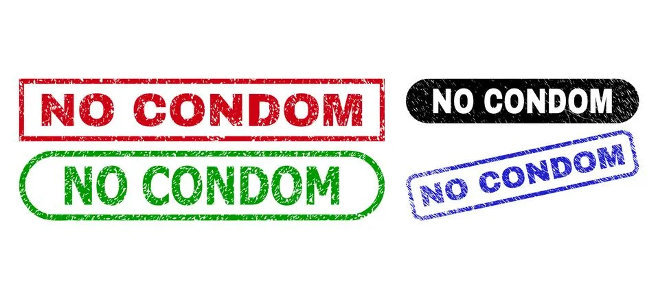NO CONDOM Rectangle Stamp Seals Using Corroded Surface Stock Illustration