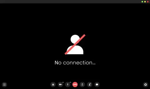 No connection in video meet. Conception of bad signal. Mockup of online call Stock Illustration