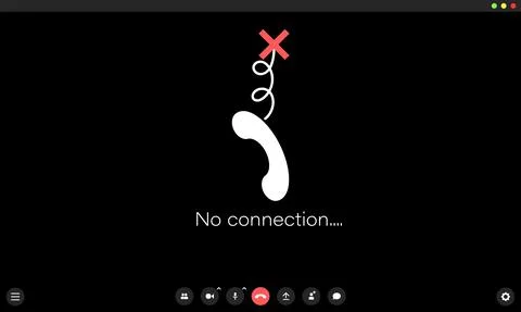 No connection in video meet. Conception of bad signal. Mockup of online call Stock Illustration