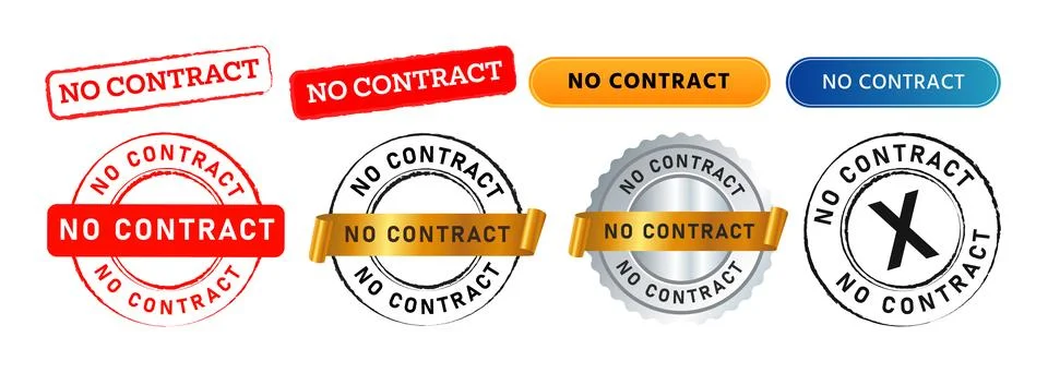 No contract rectangle and circle stamp seal badge sign for information Stock Illustration