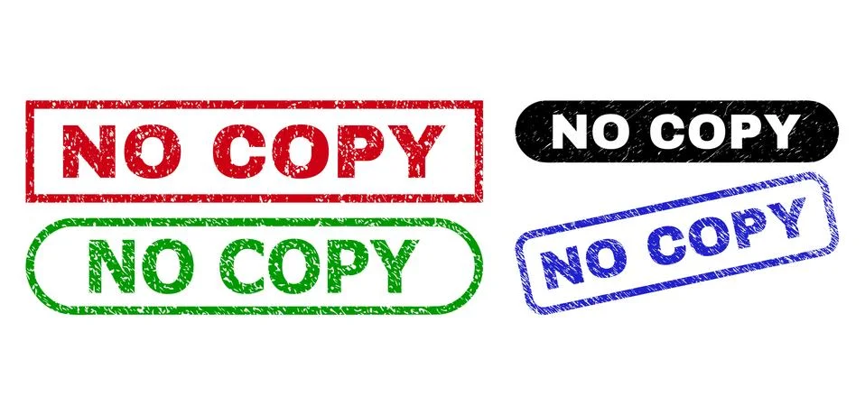 NO COPY Rectangle Stamp Seals with Corroded Texture Stock Illustration