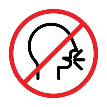 No Cough icon linear logo mark in black and white Stock Illustration