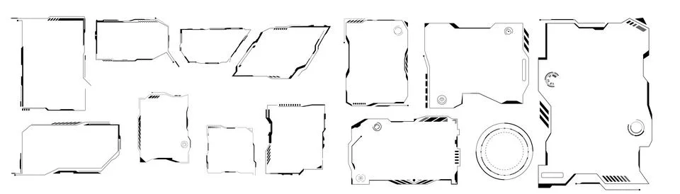 No cyber frame template. Panel displays with an interface Illustrazione stock