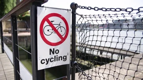 No cycling - wide angle close up Stock Footage 77528548