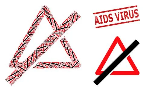 No Danger Composition of No Danger Icons and Grunge AIDS Virus Stamp 스톡 일러스트