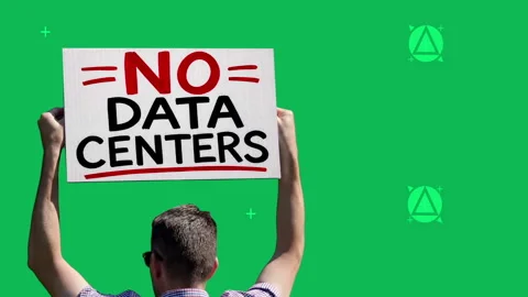 No Data Centers Protest Sign Green Screen Stock Footage 342280211