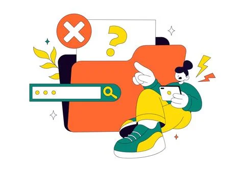 No Data Vector Illustration Featuring Empty Analytics Dashboard, Error Stat.. Ilustración de archivo