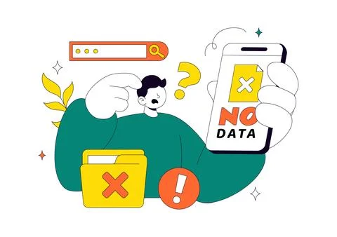 No Data Vector Illustration Featuring Empty Analytics Dashboard, Error Stat.. Ilustración de archivo