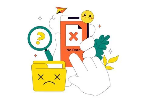 No Data Vector Illustration Featuring Empty Analytics Dashboard, Error Stat.. Illustrazione stock