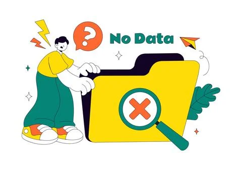 No Data Vector Illustration Featuring Empty Analytics Dashboard, Error Stat.. Stock Illustration