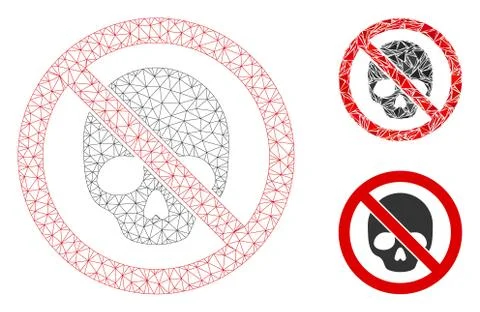 No Dead Skull Vector Mesh Carcass Model and Triangle Mosaic Icon Illustrazione stock