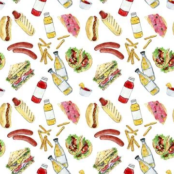 No diet day pattern with fast food Stock Illustration