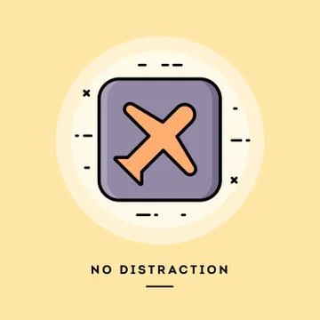 No distraction mode, flat design thin line banner. Stock Illustration