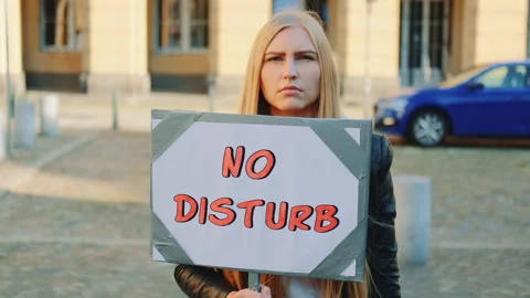 No disturb slogan on protest walk Stock Footage 155807166