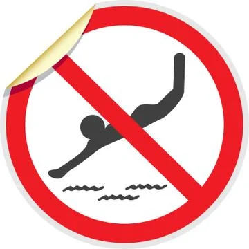 No Diving Sign 3D Stock Illustration