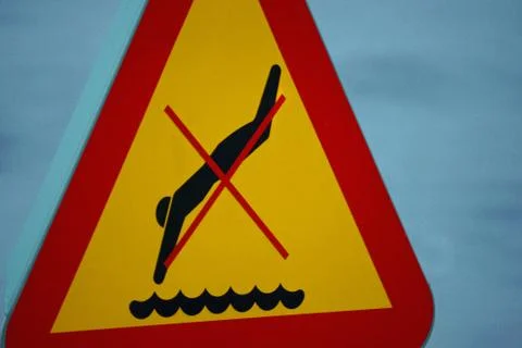 "no diving"-sign closeup Stock Photos