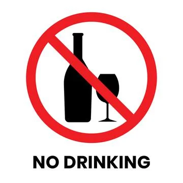 No Drinking Sign Sticker with text inscription on isolated background Stock Illustration