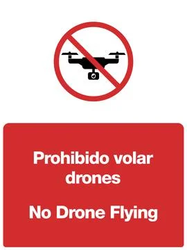 No Drone Flying for Construction and Industrial Sites in English and Spanish Stock Illustration