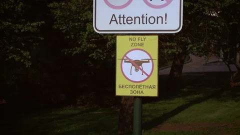 No Drone Flying Zone Sign in Moscow at Red Square Stock Footage 276713414