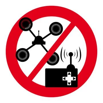 No drone symbol with control on white backgroundon white background Illustrazione stock