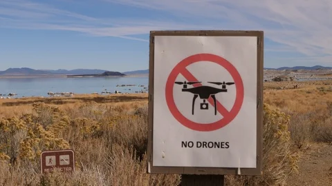 No Drones Sign 4k Stock Footage 92496694