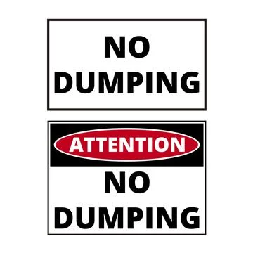 No dumping and attention no dumping signs isolated on a white background Illustrazione stock