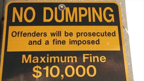 No dumping offenders will be prosecuted and a fine imposed maximum fine 10000 Stock Footage 247753877