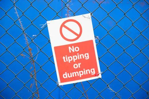 No dumping or fly tipping of rubbish sign Stock Photos