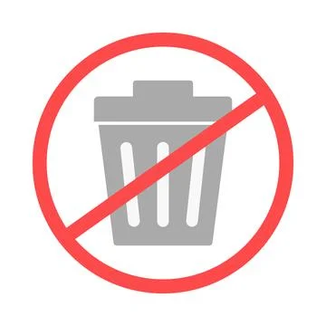 No dumping of trash in trash can. Vector. Illustrazione stock