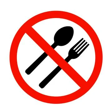 No eating icon in flat style. No food symbol. Stock Illustration