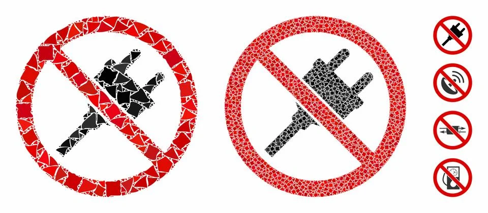 No electric plug Composition Icon of Bumpy Items Stock Illustration