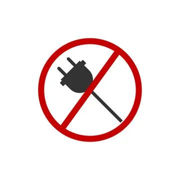 No Electrical plug icon. Do not connect socket symbol. Sign stop energy cab.. Illustrazione stock