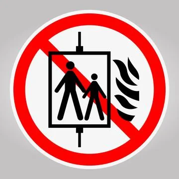 No Elevator Access Symbol for Children and Adults Together in Red Circle Stock Illustration