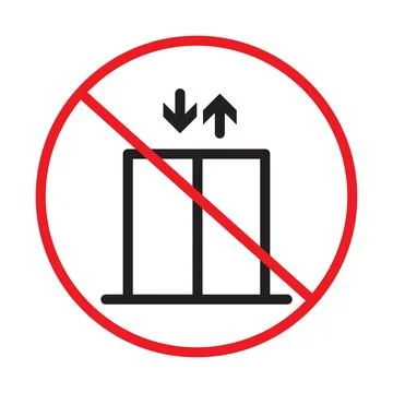 No Elevator Sign icon Black line art vector Stock Illustration