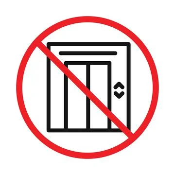 No Elevator Sign icon black and white vector sign Illustrazione stock