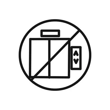 No Elevator Sign icon linear vector graphics sign Illustrazione stock