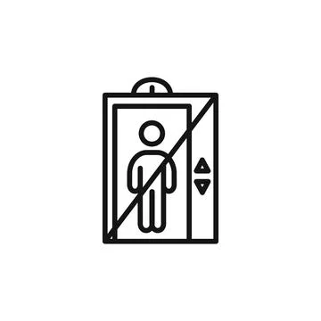 No Elevator Sign icon outline collection in black Illustrazione stock