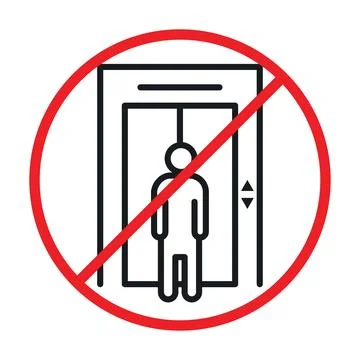 No Elevator Sign linear logo mark in black and white Illustrazione stock
