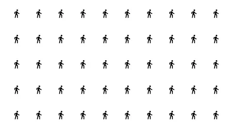 No Entry background. Pedestrians lined up from left to right, with a no symbol Stock Footage 286757649