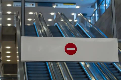 No Entry Barrier at a Berlin U-Bahn Escalator 库存照片