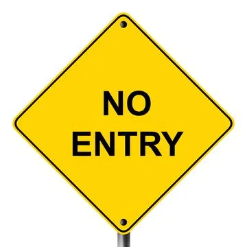 No entry caution hazard symbol on yellow road sign Stock Illustration