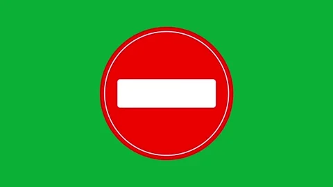 No entry circular animated sign symbol on green screen background Stock Footage 313832931