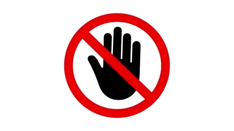 No Entry Hand Gesture | Animated Red Prohibition Sign Vídeo Stock 335390057