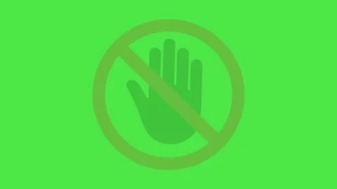 No Entry Hand Gesture | Animated 2D Red Prohibition Sign Green Screen Vídeos de archivo 335390275