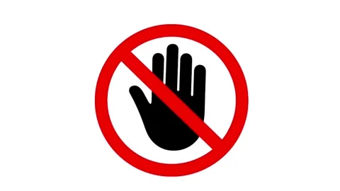 No Entry Hand Gesture | Animated Red Prohibition Sign Vídeos de archivo 335390294