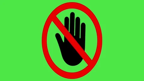 No Entry Hand Gesture | Animated 2D Red Prohibition Sign Green Screen Vídeos de archivo 335390371