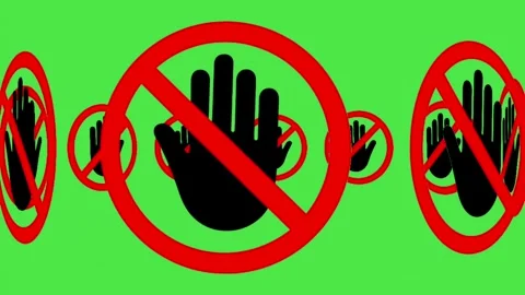 No Entry Hand Gesture | Animated 2D Red Prohibition Sign Green Screen 動画素材 335390402