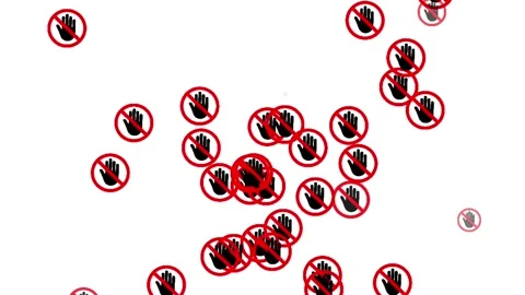 No Entry Hand Gesture | Animated Red Prohibition Sign 動画素材 335390412