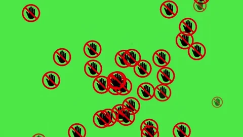 No Entry Hand Gesture | Animated 2D Red Prohibition Sign Green Screen Vídeos de archivo 335390415