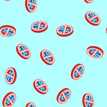 No entry information isometric icon seamless pattern Stock Illustration